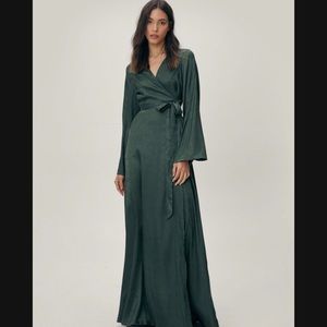 Nasty Gal Brand Satin Wrap Maxi Dress